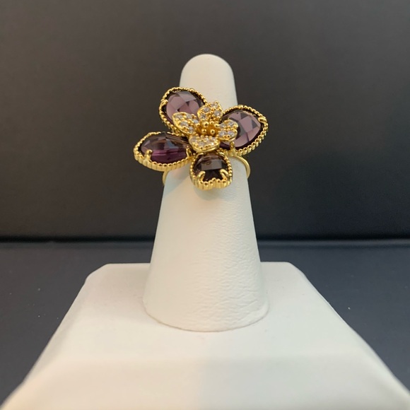 Park Lane Jewelry - **FINAL $ DROP** Park Lane “Wisteria” Gold and Purple Floral Ring Sz 7